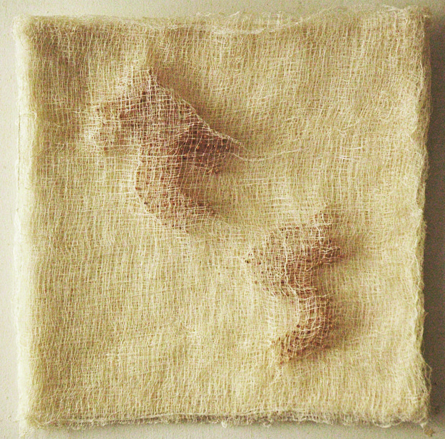 GyoungSun Kim - Untitled, Gauze, Glue, Toothpick & FormBoard, 18"x18", 2013